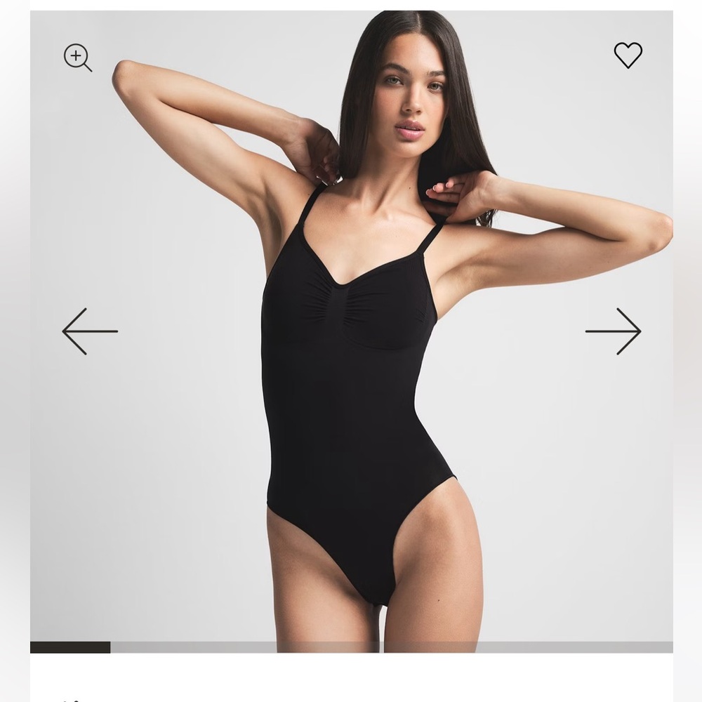 SKIMS Black V-Neck Tank Bodysuit